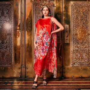 Camilla Caftan And the Queen wore red gold hardware